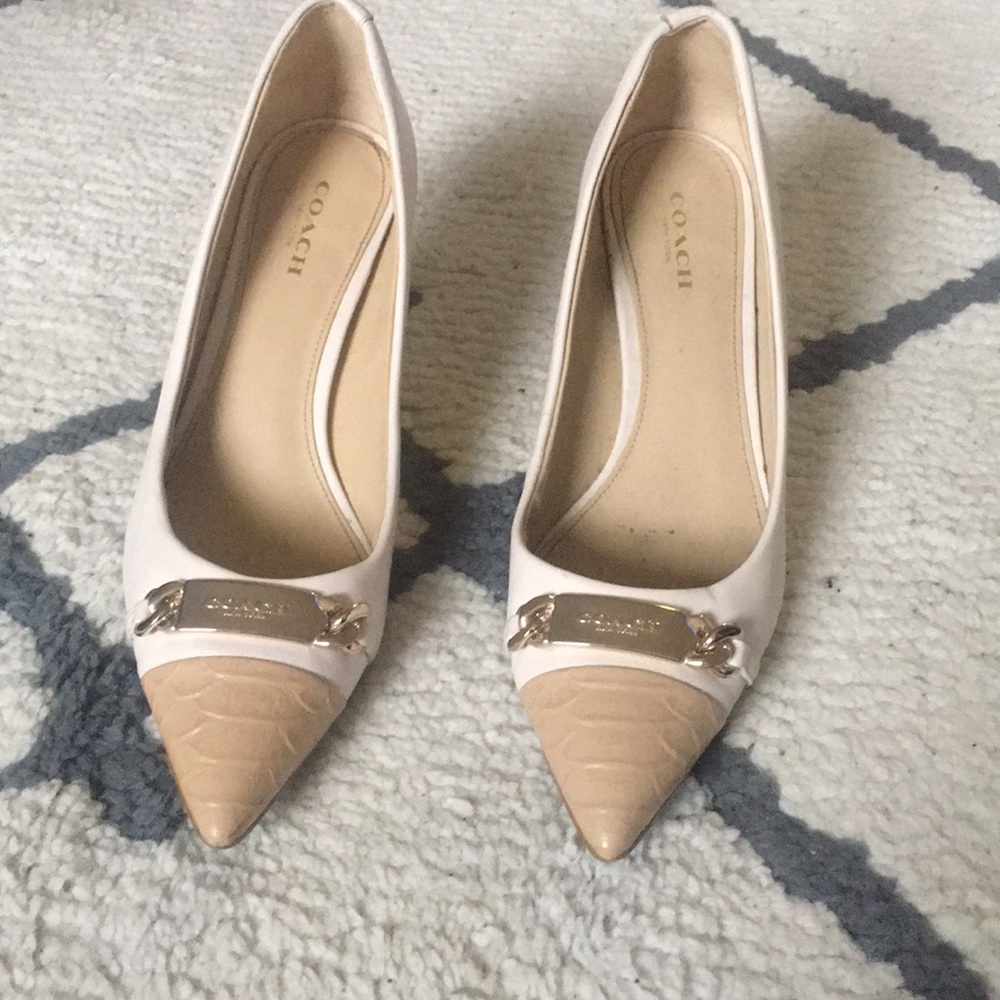 Cream & Beige Coach Pumps Size 6.5